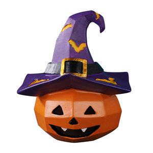 Adorno de Resina con Cabeza de Calabaza y Sombrero Mágico de Artes Místicas, Decoración Temática de Halloween, Adorno Artesanal con Cara Divertida para Escritorio Festivo - Product Image 5