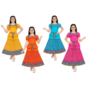 Ensemble haut et jupe à volants pour filles, manches courtes, confortable, tendance, ODM, plusieurs options de couleurs pour les occasions spéciales - Product Image 1