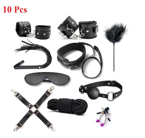 Jouets sexuels en cuir pour jeux adultes érotiques BDSM Kit de bondage Sexuel Menottes Jeux sexuels Fouet Jouets Bdsm SM Pinces pour les mamelons - Product Image 5