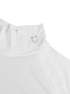 Haut de sport tricoté à col roulé blanc à manches longues pour homme, séchage rapide, couleur unie, coupe classique, logo au dos, vente en gros - Product Image 5