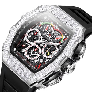 Drioshipping Fancy Custom Logo Man <b>Mechanical</b> <b>Watch</b> Superior Silicone Band Luminous Hollow Out Bling Business <b>Watch</b> Set - Product Image 1