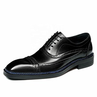 Chaussures habillées en cuir brogue pour hommes, bout carré, lacets, Oxfords en cuir véritable, semelle en caoutchouc, pour le bureau et la carrière, toutes saisons
