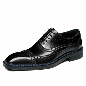 รองเท้าหนังแบบ Brogue สำหรับผู้ชาย หัวเหลี่ยม แบบผูกเชือก หนังแท้ พื้นยาง เหมาะสำหรับใส่ทำงาน ใส่ได้ทุกฤดู - Product Image 5