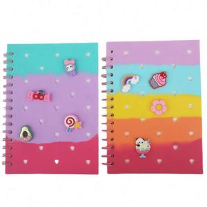 High Quality Creative Trendy A5 Notebook DIY Silicone <b>Journal</b> Cute Simple Heart Buckle Colorful Diary for Students - Product Image 5