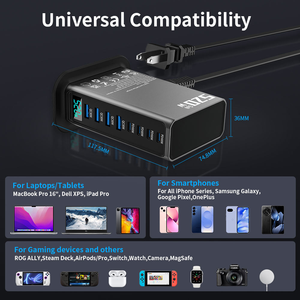 <span class=keywords><strong>Chargeur</strong></span> mural de bureau USB-C PD 100W GaN 520W, charge rapide, 4 ports, affichage LED, protection OVP, alimentation électrique - Product Image 4