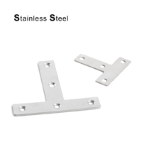 Plaque d'angle en acier inoxydable en forme de T, support d'angle en métal, 5 trous, connecteur de support d'angle plat pour cadre en bois d'étagère