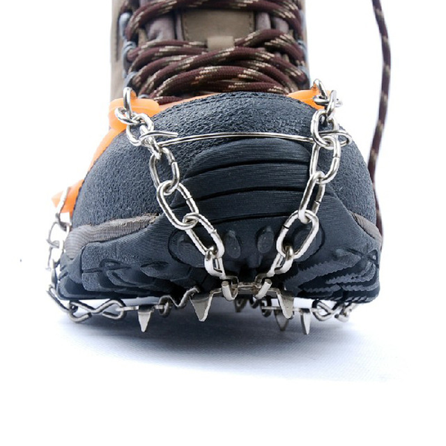 Winter Crampons Durable Spikes Walk Traction Cleats 11 Stainless Steel Ice Grip Fit Boots Shoes
