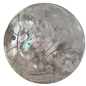 300毫米彩虹天然透明生锈石英水晶球稀有球体