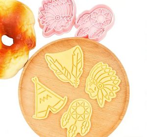 <span class=keywords><strong>Emporte</strong></span>-pièce 3D en relief pour biscuits, motifs dessin animé, plume et tente de l'homme primitif, pour la pâtisserie DIY - Product Image 3