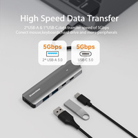 Hub adaptateur USB-C 5 en 1 vers HDTV 4K, USB 3.0, charge PD, station d'accueil multifonction, aluminium