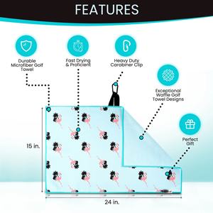 ゴルフアクセサリープリントカスタムロゴワッフル磁気マイクロファイバーマグネットゴルフタオルゴルフクラブクリーナークリップフック付き - Product Image 4