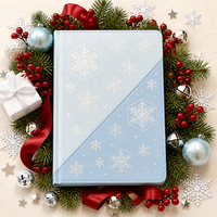 Carnet personnalisé de Noël bleu glace à diagonales flocon de neige, couverture rigide, papier A5, finition nacrée, 80 feuilles, cadeau d'entreprise WANGHAN ART-X083