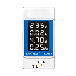 Monitor de corriente de voltaje, amperímetro, vatímetro, 4 en 1 carril Din, CA, 110V, 220V, 100A, vatios, KWH, medidor de energía, voltímetro