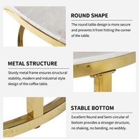 Table basse ronde en fibre de verre blanche de salon ensemble de tables basses en acier inoxydable or moderne de luxe