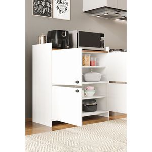 Mueble Multiusos de 4 Puertas, Color Blanco, para Zapatos, Archivador de Oficina, Organizador de Cocina - Product Image 5