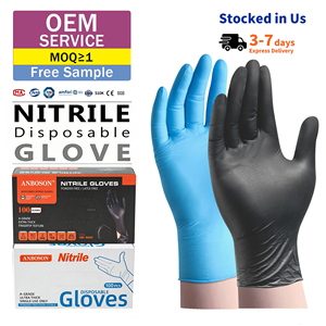 ถุงมือไนไตรล์แบบใช้แล้วทิ้ง สีน้ำเงินดำ เกรดอาหารและทางการแพทย์ ปราศจากแป้ง สำหรับใช้ในครัวเรือน ความงาม การแปรรูปอาหาร อุตสาหกรรม ขายส่ง - Product Image 1