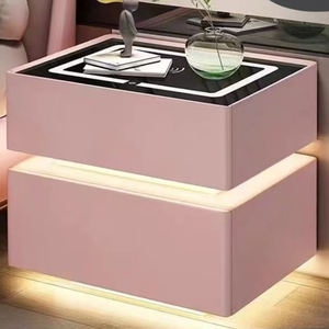 ตู้ไม้หวายอัจฉริยะสีเทาอัจฉริยะแบบชาร์จไฟได้2เฟอร์นิเจอร์ตู้ข้างเตียงยาวพร้อมที่ชาร์จไร้สาย - Product Image 6