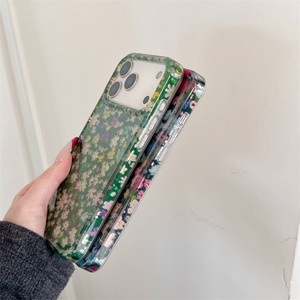 Funda para Teléfono con Diseño de Flores y Degradado Láser Arcoíris para iPhone 17 16 15 14 Pro Max, Brillante, con Purpurina Dorada, Colorida, con Cubierta Trasera Láser para Chicas - Product Image 5