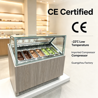 Vitrine congélateur pour crème glacée pour magasin de gelato, supermarché, vitrine incurvée en verre avec éclairage LED
