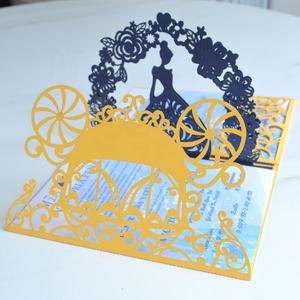 Invitaciones Troqueladas Láser 3D <span class=keywords><strong>Pop</strong></span>-<span class=keywords><strong>Up</strong></span> para Quinceañera y Boda de Papel Nacarado, Diseño Carroza <span class=keywords><strong>Cenicienta</strong></span> - Marca Mery, Estilo Europeo 13x18cm - Product Image 2