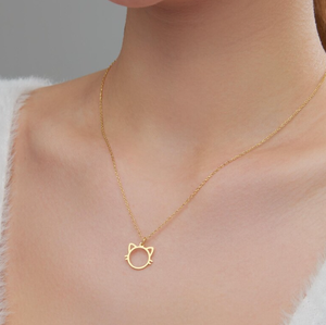 Collana Delicata con Gatto, Ciondolo Minimalista a Forma di Faccia di Gatto, Placcato Oro, Gioielli in Acciaio Inossidabile, Regalo per <span class=keywords><strong>Amanti</strong></span> degli Animali, Non si Ossida - Product Image 4