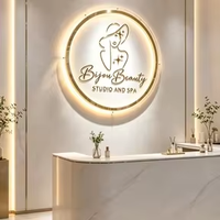 Enseigne lumineuse personnalisée en acrylique, logo rond rétroéclairé, décoration murale 3D LED illuminée pour salon de beauté, spa, boutique de détail