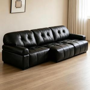 Cama Reclinable Inteligente Moderna con Diseño Telescópico en Estilo Nube Marrón, Versátil para Sala de Estar, Tapicería de Cuero Genuino - Product Image 6