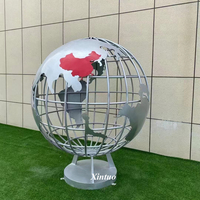 Sculpture de globe terrestre en acier inoxydable miroir, artisanat métallique abstrait personnalisé, modèle moulé, impression 3D, décoration artistique extérieure