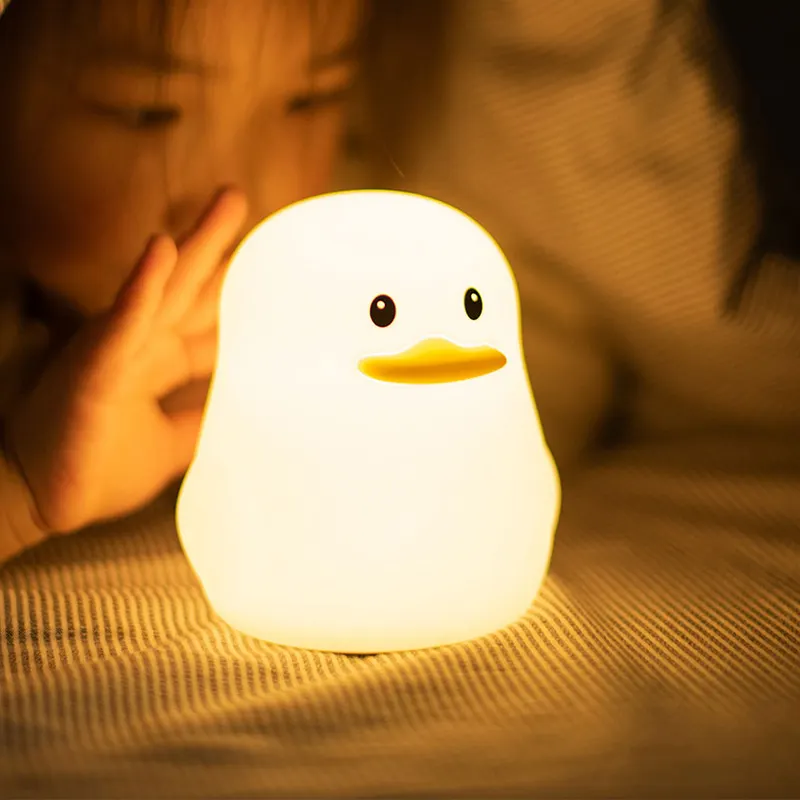실리콘 Led 야간 조명 아기를위한 귀여운 오리 램프 실리콘 야간 조명-동물 감지 야간 조명
