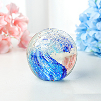Boule de bulles d'art en verre Vente en gros Décoration de maison et de bureau Boule de vagues océaniques Cadeaux de collection Boule de cristal sur le thème de l'océan
