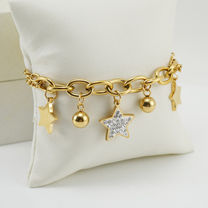 Zogxin Star Charm Bracelet Gold Plated Rhinestone Pendant Women Fashion Jewelry Gift - Product Image 2
