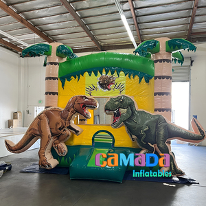 Castillo inflable comercial tropical con temática de dinosaurios, PVC de 0,55mm para casa de rebote para niños y casa Moonwalk - Product Image 2