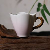 Tasse à thé en céramique de style chinois, inspirée du Zen, avec poignée en rotin, dégradé de couleurs, faite à la main, résistante à la chaleur, élégante