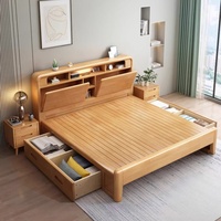 Natürliches Massivholz-Bett in Queensize mit Stauraum Modernes Luxuriöses Minimalistisches Umweltfreundliches Schlafzimmermöbel Hochwertiger Großhandel