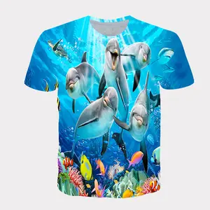 T-Shirt in poliestere Unisex pesce di <span class=keywords><strong>mare</strong></span> manica corta 3d con stampa delfino 3D t-Shirt - Product Image 1