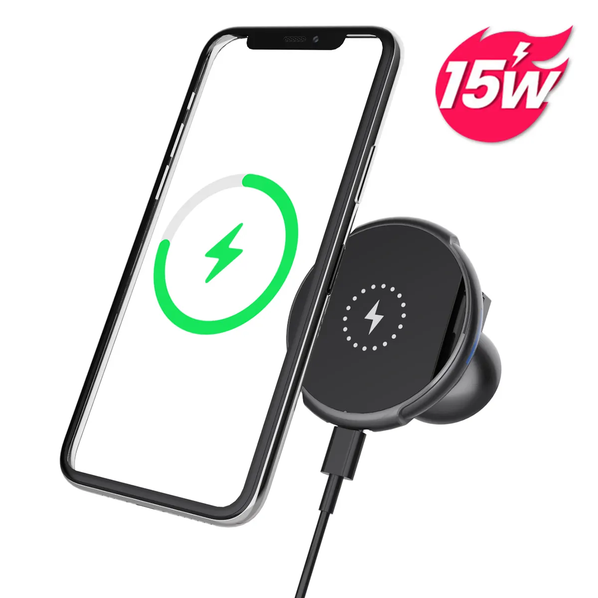 Factory Direct Mini Portable 15W Smart Sensor Magnetic Wireless Car Charger Pad Phone Holder Cup For Iphone 13 Mini Pro