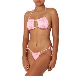 Maillot de bain sexy Bikini Mode européenne et américaine Couleur unie Sans bretelles Avec coussinets de poitrine Multicolore Plage Sexy Bikini pour femmes - Product Image 1