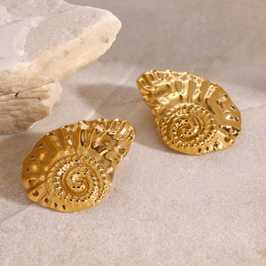 ต่างหูรูปเปลือกหอย โลหะผสมสังกะสี ชุบทอง ธีมมหาสมุทร เครื่องประดับแฟชั่น - Product Image 3