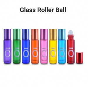 Mini Botella de Vidrio Esmerilado de 10 ml con Logotipo Personalizado, Redonda, para Perfume y Aceite Esencial, con Rodillo Brillante y Colorido para Crema Facial - Product Image 2