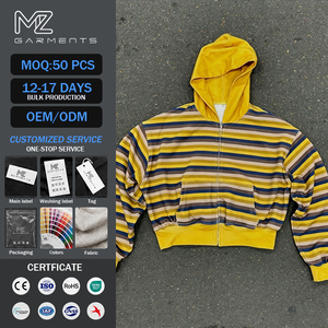Sweat à capuche vintage américain hip-hop brodé, à rayures colorées, tricoté, coupe oversize et ample, manches longues, style streetwear unisexe - Product Image 1