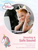 YUSONIC mignon enfants sur l'oreille casque rose brillant LED étanche sans fil licorne bandeau ROHS certifié pour noël