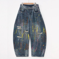 MC BUILD, fabricant de jeans en denim sur mesure, designer de jeans surdimensionnés délavés avec effet de peinture éclaboussée