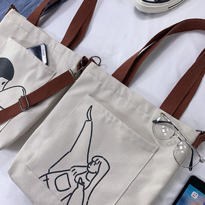 Sac de courses en toile de coton biologique recyclé, grand format, personnalisé avec logo imprimé, écologique, avec sangle - Product Image 3