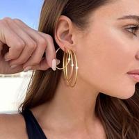 Magitaco 8 paires de boucles d'oreilles à clip en acier inoxydable avec pierre naturelle pour femmes, oreilles non percées, style printemps