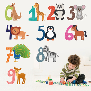 Autocollants muraux en pvc, numéro d'animaux, dessin animé éducatif <span class=keywords><strong>pour</strong></span> enfants, décoration <span class=keywords><strong>pour</strong></span> enfants, <span class=keywords><strong>maternelle</strong></span>, crèche, meilleure vente, pièces - Product Image 5
