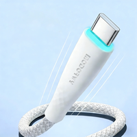 Câble de charge rapide en nylon MODORWY USB C vers C avec lumière LED, puce intelligente, cordon de chargeur de téléphone pour iPhone Android