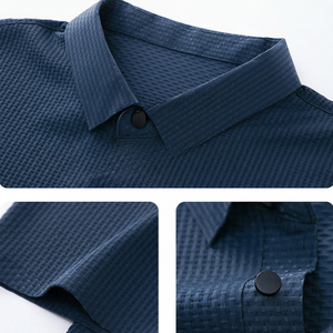 Rétro mince anti-rides 100% coton solide à manches courtes pour hommes pour chemise Design vierge - Product Image 1