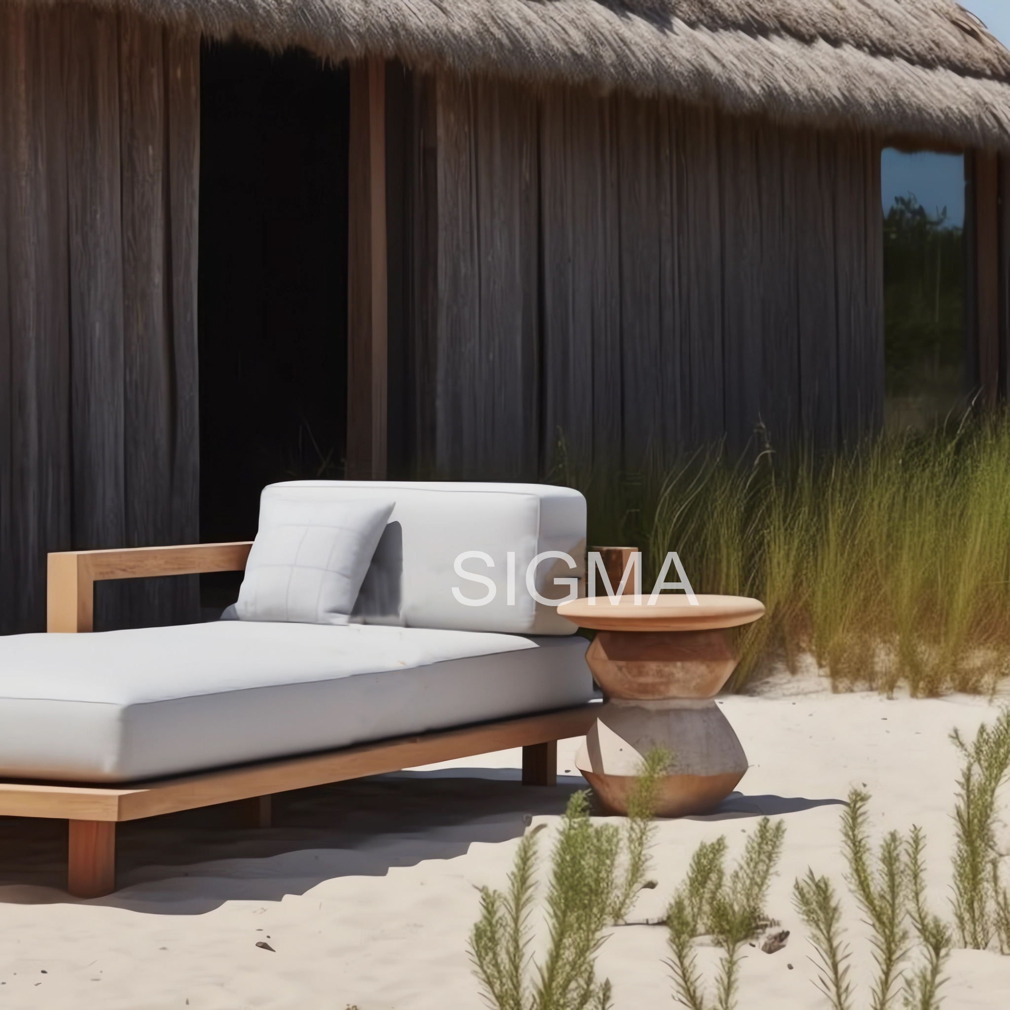 Sigma Teak Wood Frame Garden Furniture Large 2 Seater Sofa Teak Outdoor Furniture