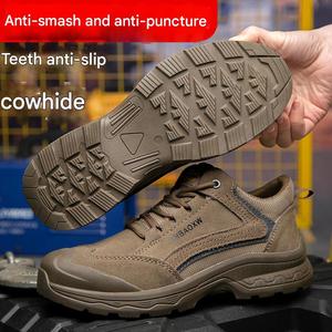 أحذية عمل رجالية جلدية مقاومة للانزلاق مع حماية للأصابع، أحذية عمل صناعية - Product Image 4