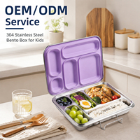Aohea Hochfeste Bento-Box Warmhaltend 5-Fach Unterteilte Edelstahl-Lunchbox Mit Silikondeckel für Kinder und Erwachsene